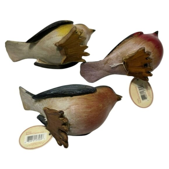 3 Vintage Tii Bird Figurine Red Tanager Bluebird Brown Wren Rustic Country Decor - Picture 14 of 16